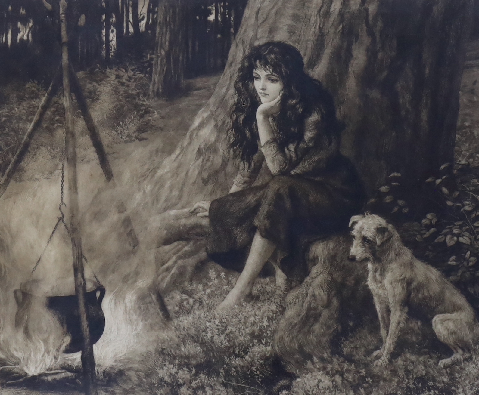 Herbert Dicksee (1862-1942), etching, 'Little Gypsy', signed in pencil, publ. 1903, 52 x 63cm